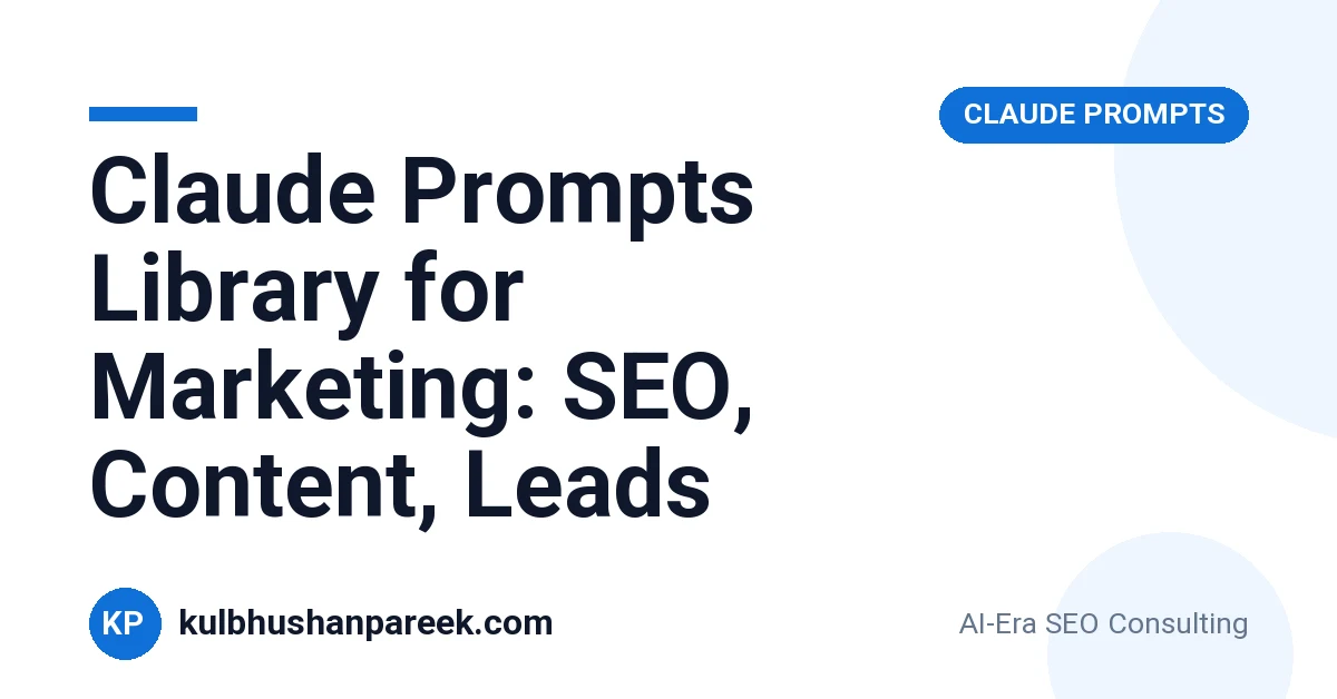 Claude prompts library for marketing covering SEO content lead generation and social media prompt collections